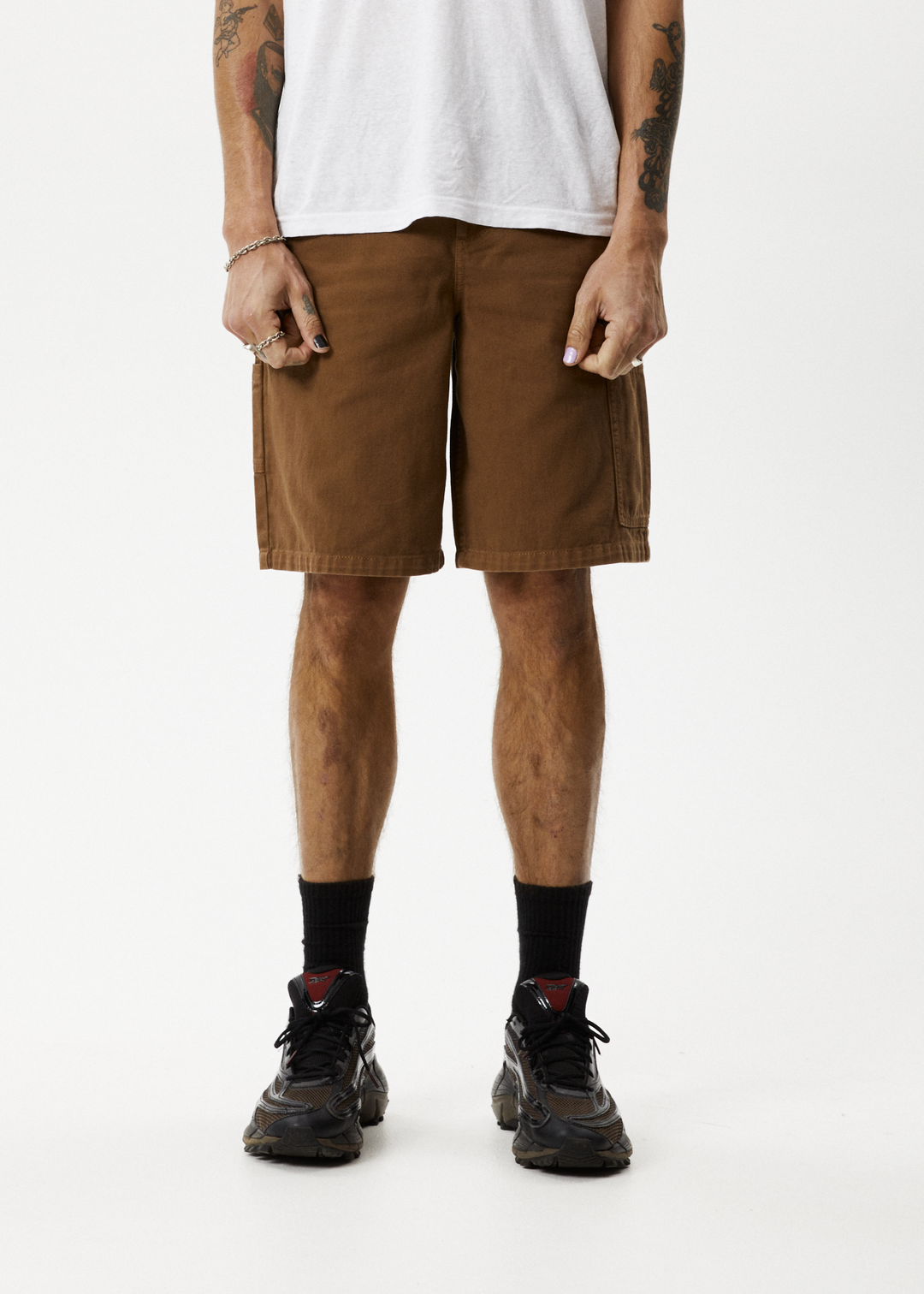 AFENDS Mens Harper - Carpenter Shorts 22" - Toffee 