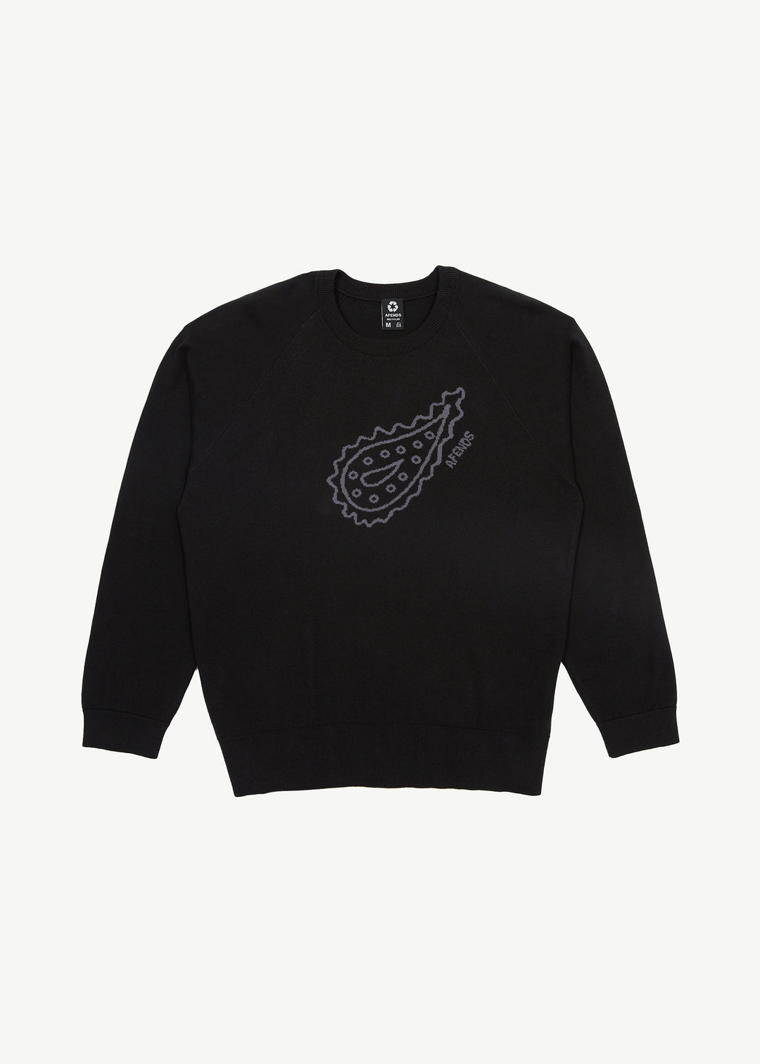 AFENDS Mens Heritage - Raglan Knitted Crew Neck Jumper - Black 