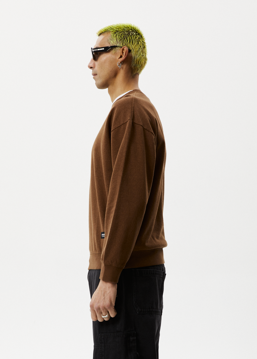 AFENDS Mens Indica - Crew Neck Jumper - Toffee 