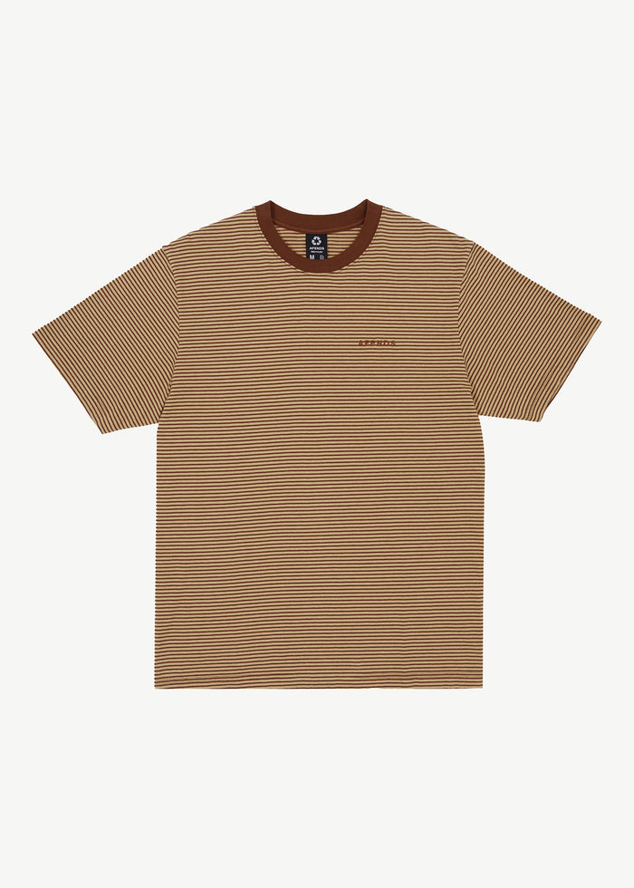 Afends Mens Invisible - Retro T-Shirt - Toffee Stripe 
