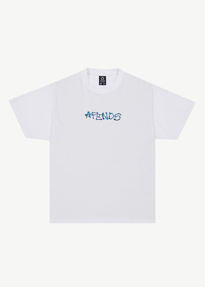 Afends Mens Melted - Boxy Logo T-Shirt - White 