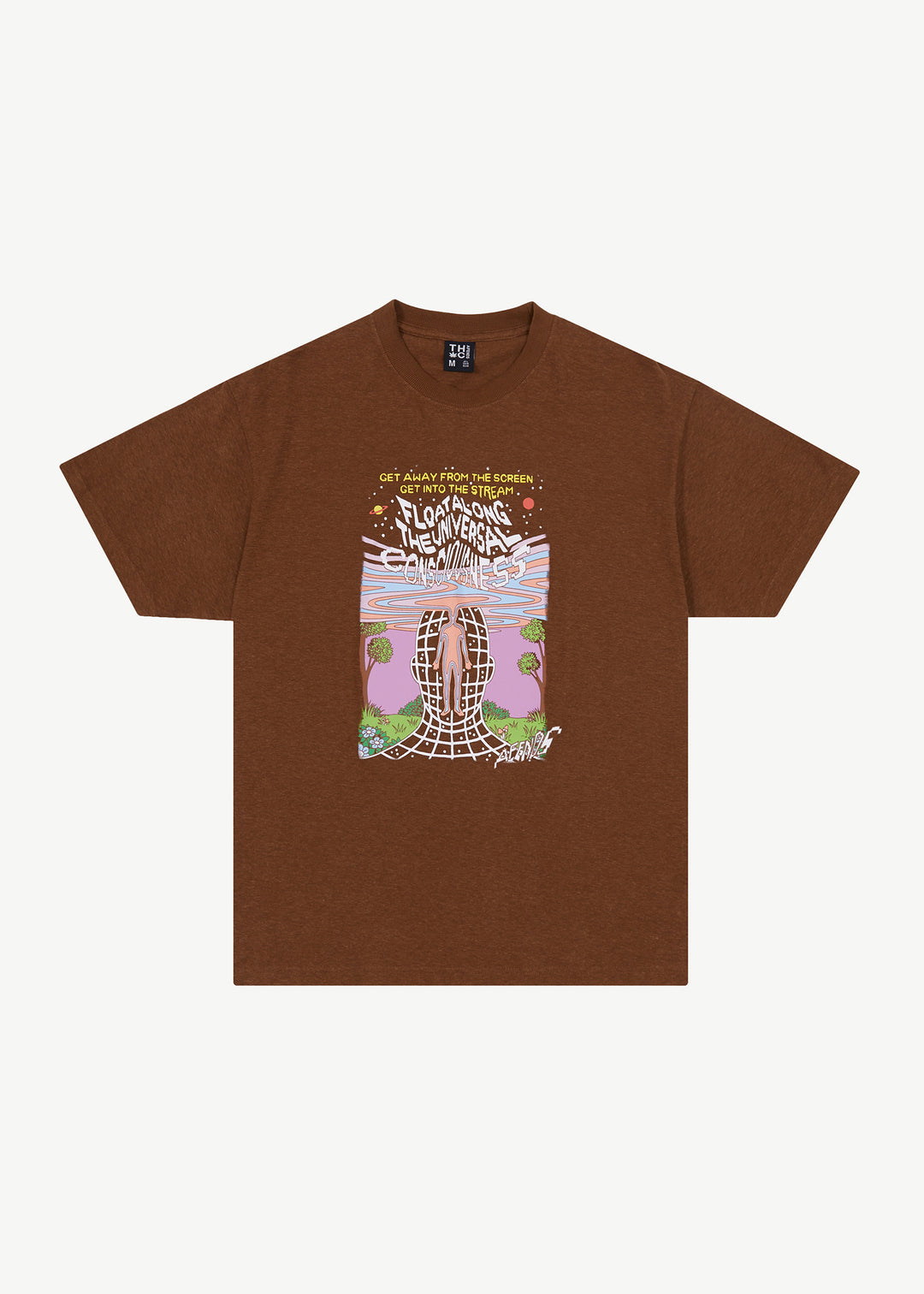 AFENDS Mens Next Level - Boxy Graphic T-Shirt - Toffee 