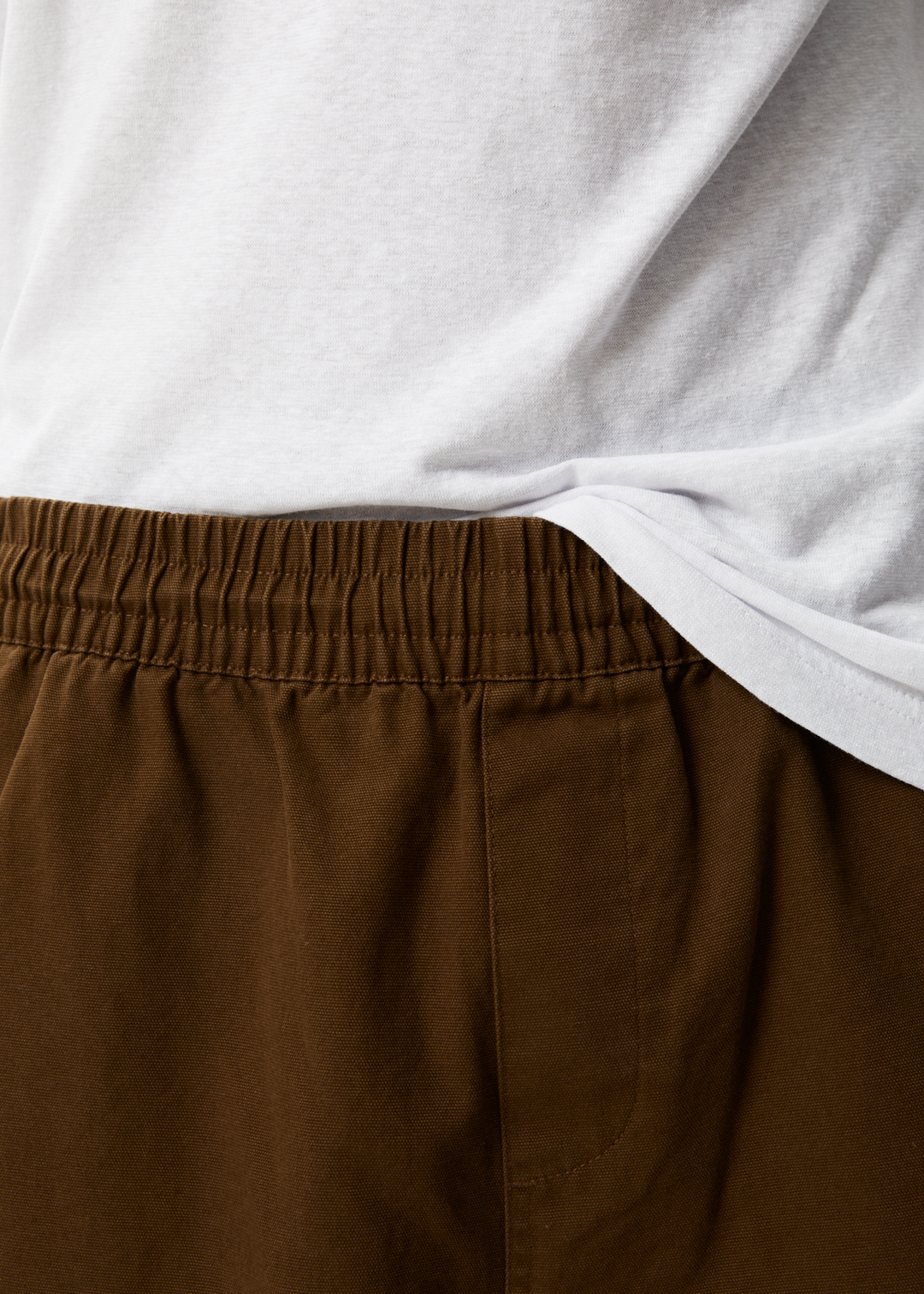 AFENDS Mens Ninety Eights - Baggy Elastic Waist Shorts - Toffee 