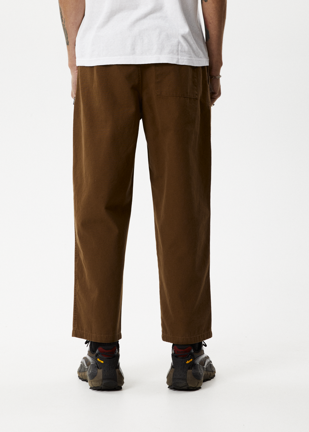 AFENDS Mens Ninety Eights - Baggy Elastic Waist Pants - Toffee 