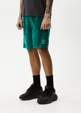 Afends Mens Ninety Eights Union - Corduroy Elastic Waist Shorts - Emerald - Afends mens ninety eights union   corduroy elastic waist shorts   emerald 