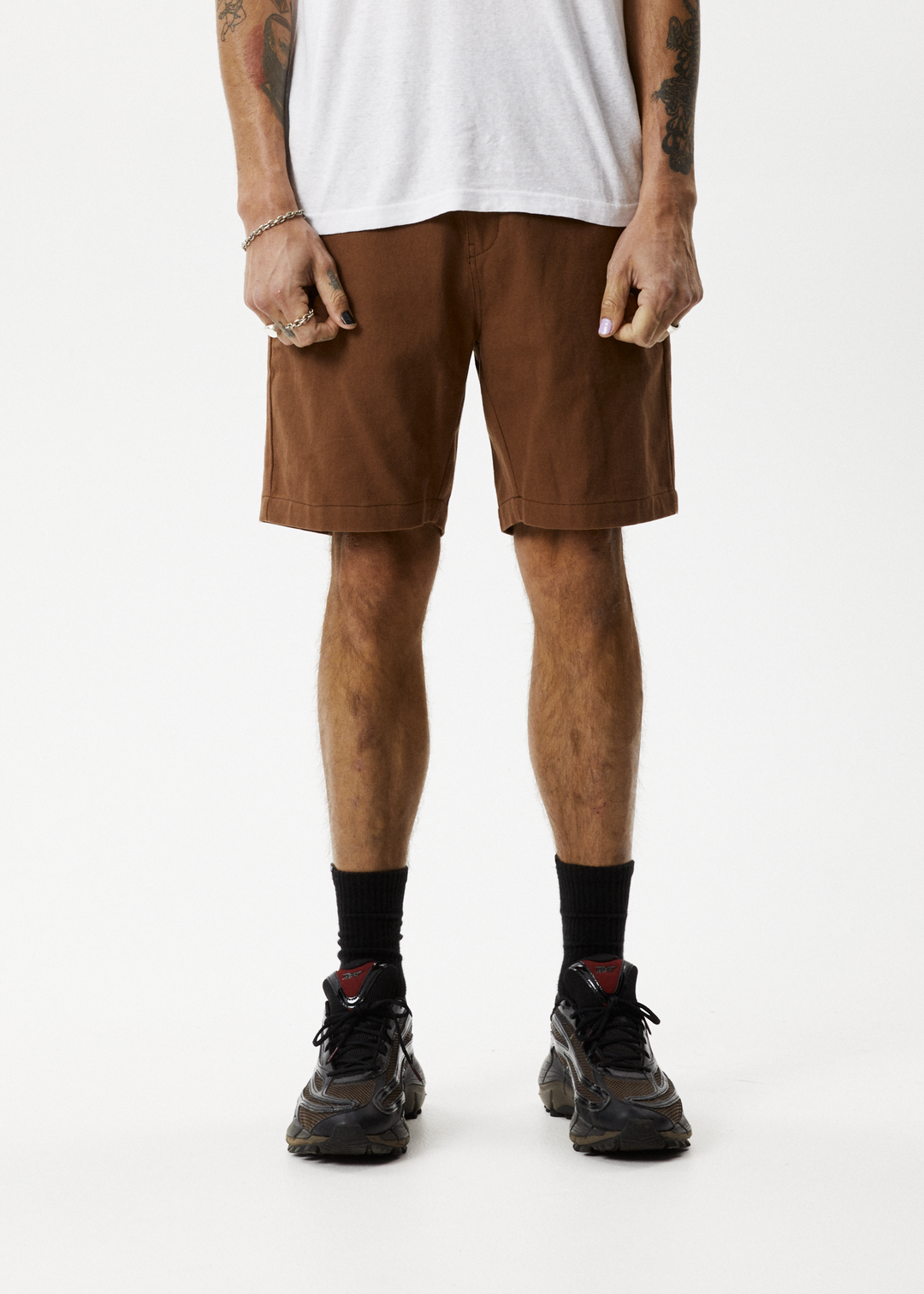 AFENDS Mens Ninety Twos - Fixed Waist Shorts 19" - Toffee 