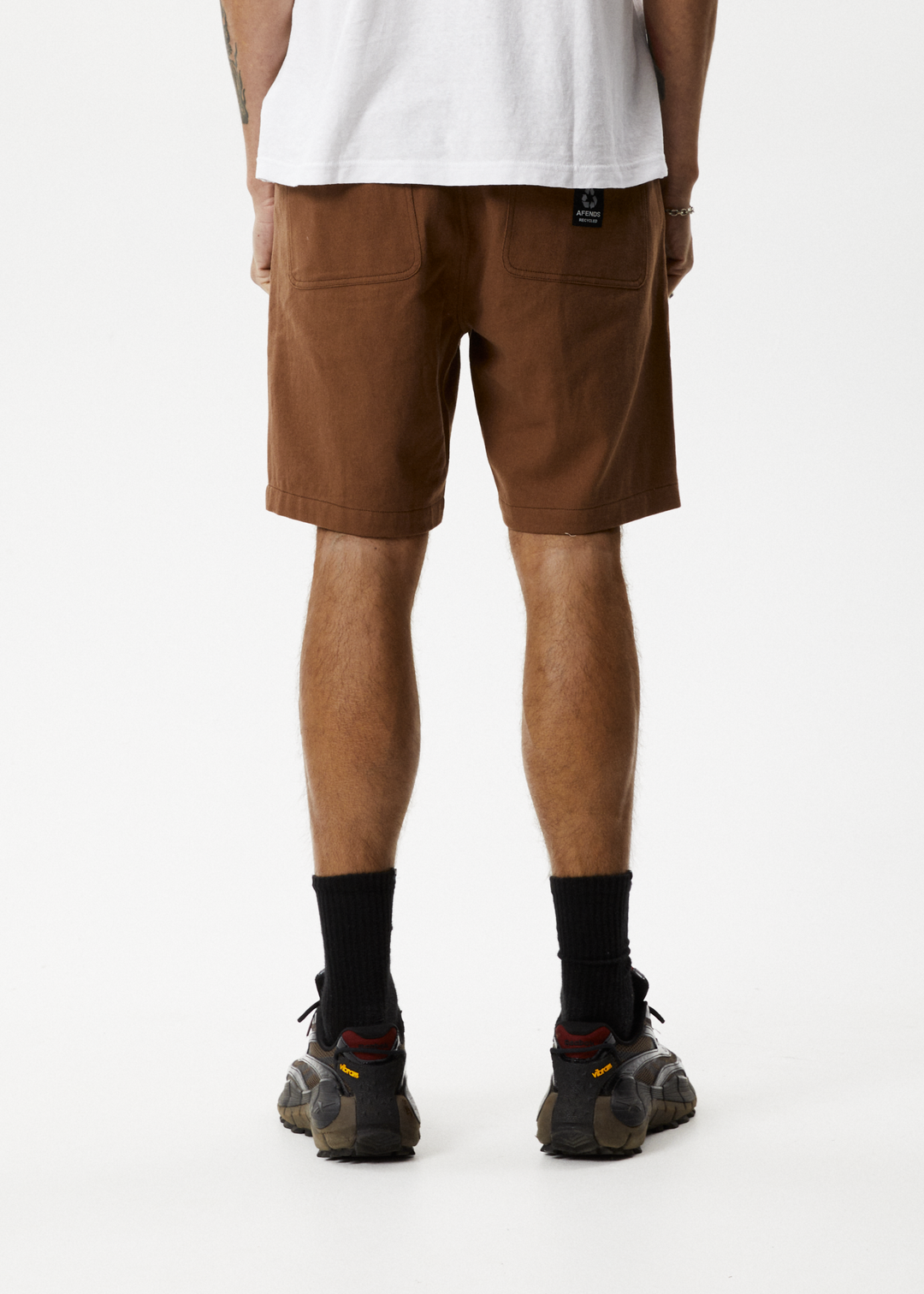 AFENDS Mens Ninety Twos - Fixed Waist Shorts 19" - Toffee 