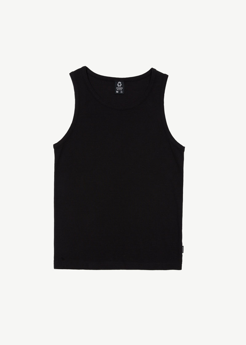 AFENDS Mens Paramount - Ribbed Singlet - Black