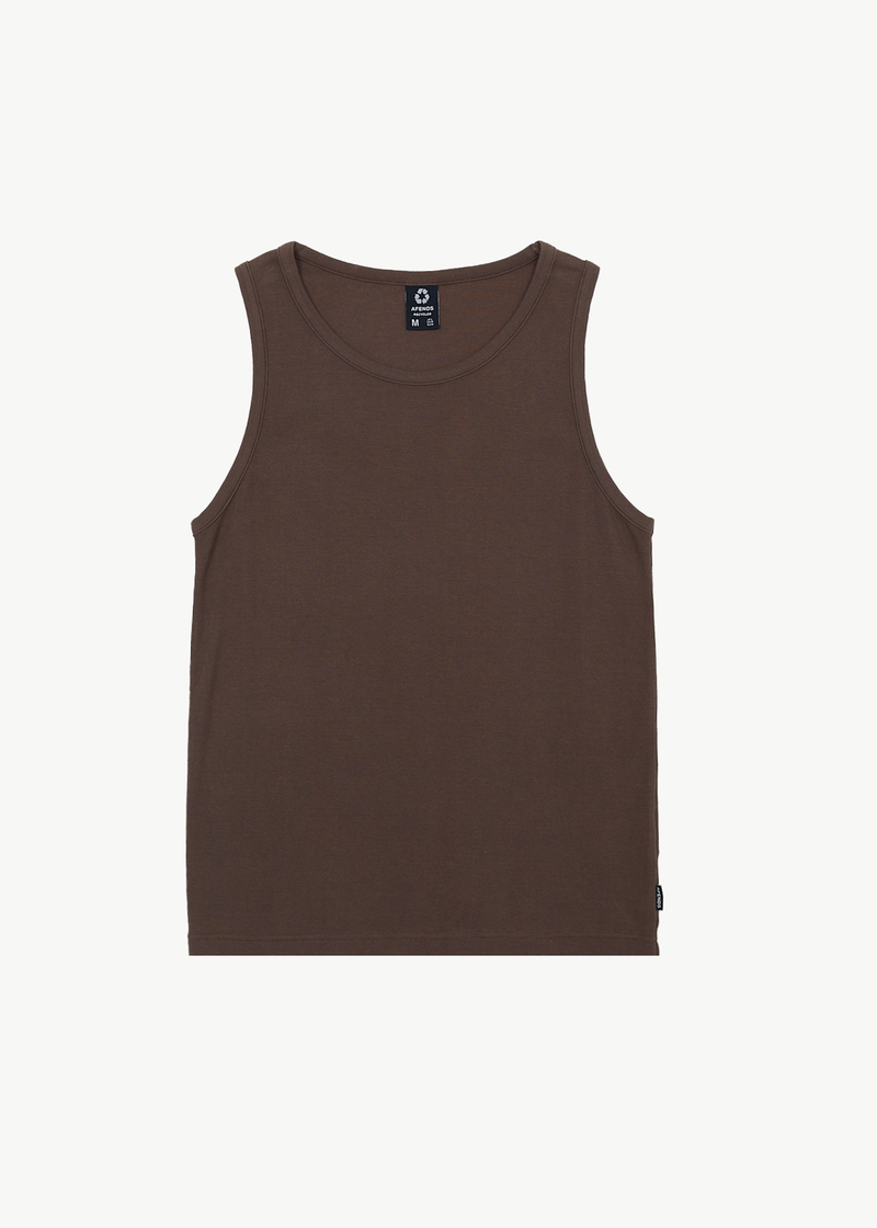 AFENDS Mens Paramount - Ribbed Singlet - Coffee