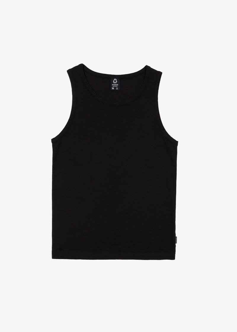 Afends Mens Paramount - Recycled Ribbed Singlet - Black