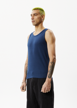 Afends Mens Paramount - Recycled Ribbed Singlet - Navy - Afends mens paramount   recycled ribbed singlet   navy