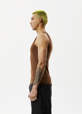 Afends Mens Paramount - Recycled Ribbed Singlet - Toffee - Afends mens paramount   recycled ribbed singlet   toffee 