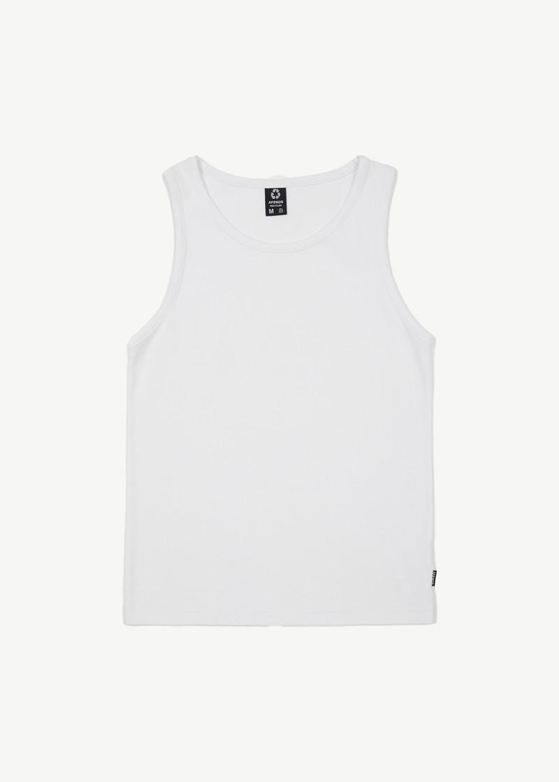 Afends Mens Paramount - Recycled Rib Singlet - White