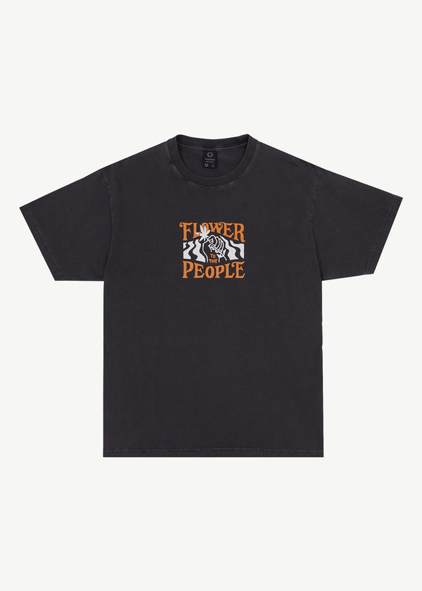 Afends Mens Power Plant - Boxy Graphic T-Shirt - Stone Black