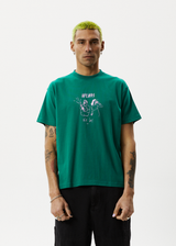 Afends Mens Rip In - Boxy Graphic T-Shirt - Emerald - Afends mens rip in   boxy graphic t shirt   emerald 