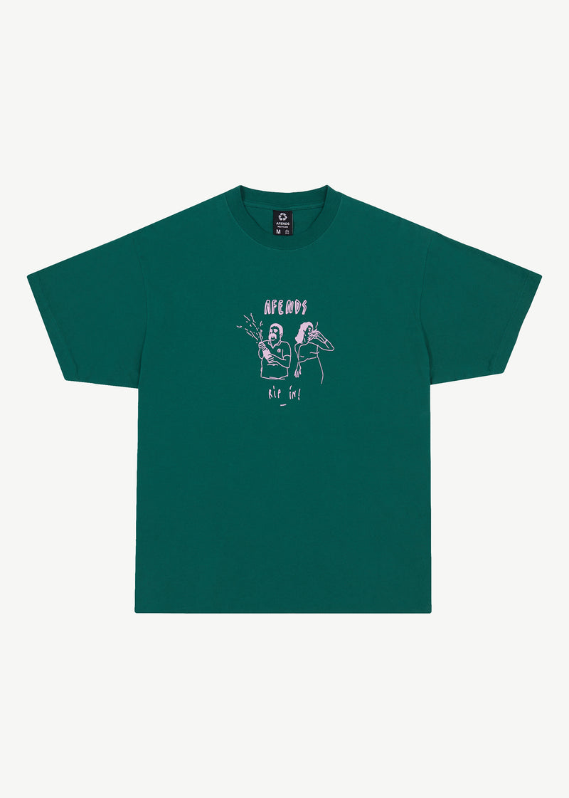 Afends Mens Rip In - Boxy Graphic T-Shirt - Emerald