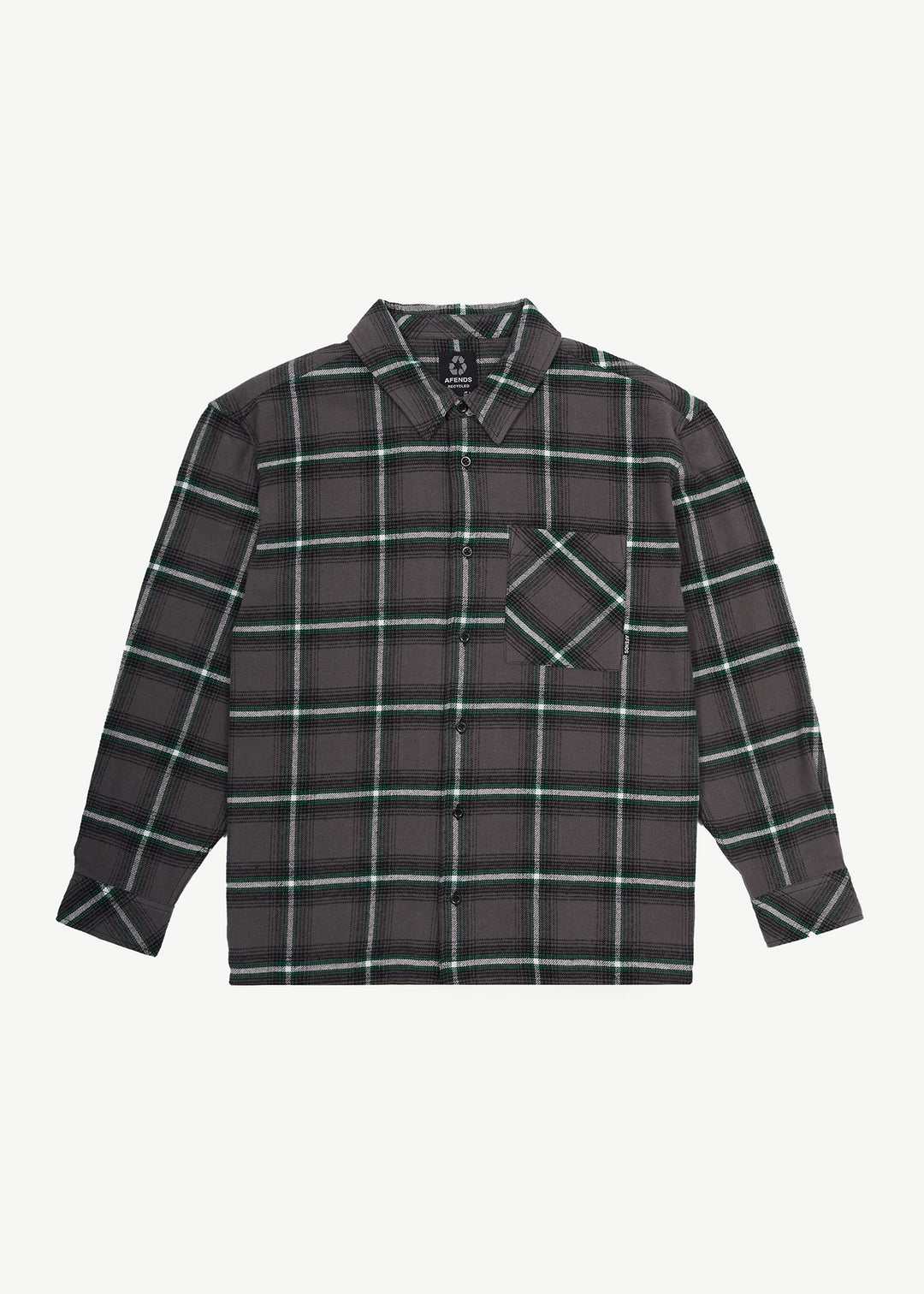 AFENDS Mens Sandstorm - Flannel Long Sleeve Shirt - Black Check 