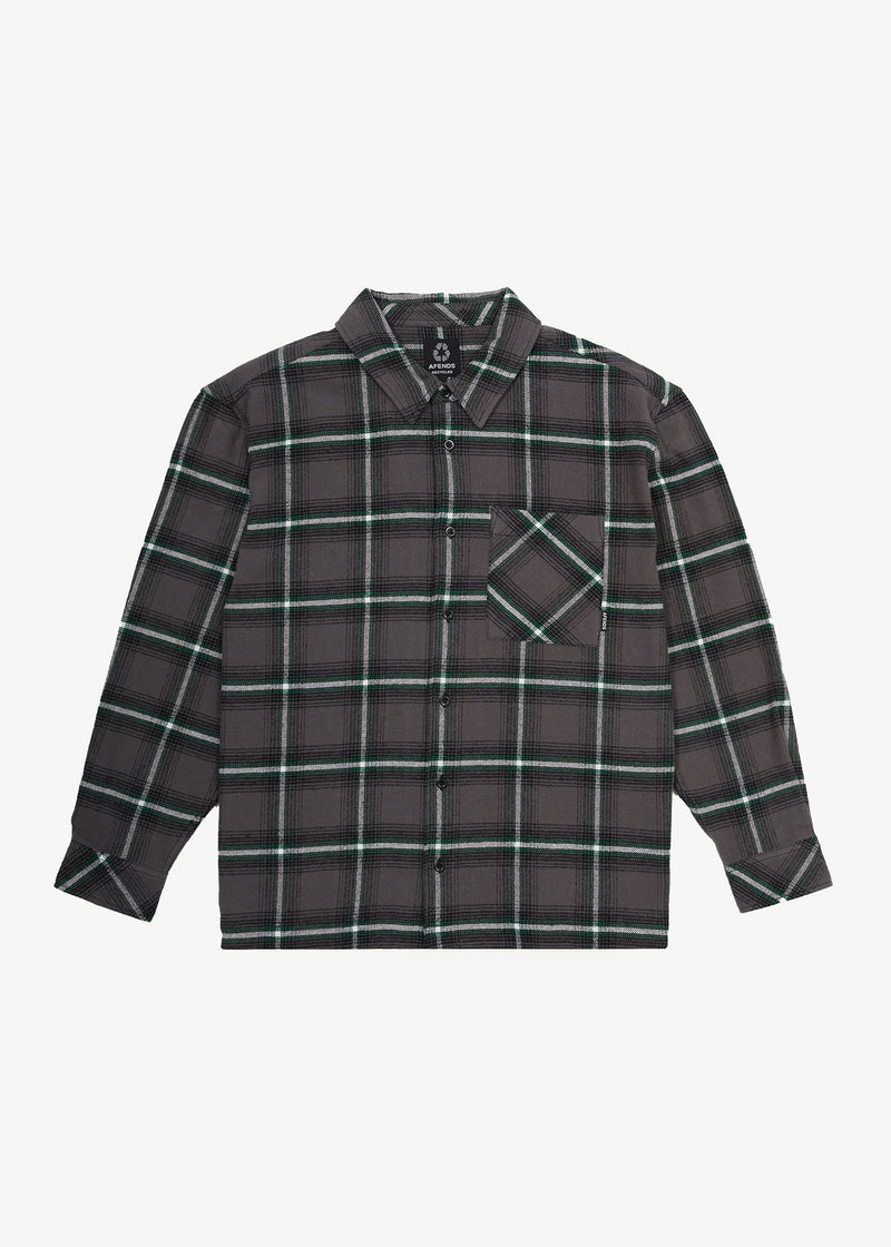 AFENDS Mens Sandstorm - Flannel Long Sleeve Shirt - Black Check