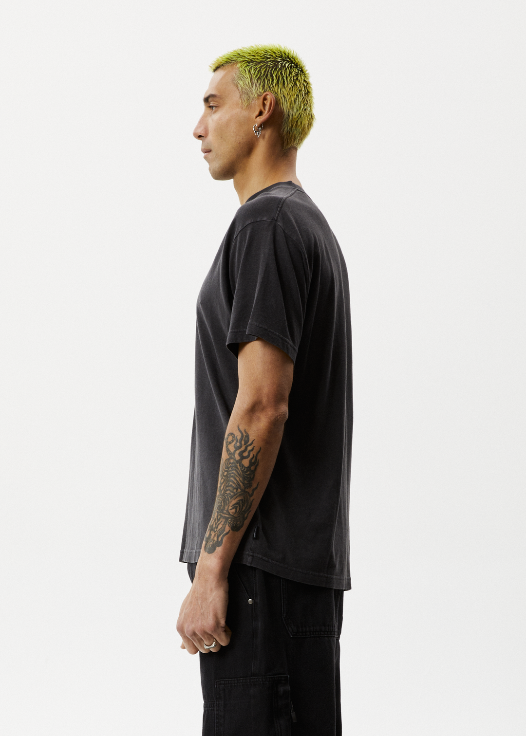 AFENDS Mens Staple - Boxy Fit Tee - Stone Black 