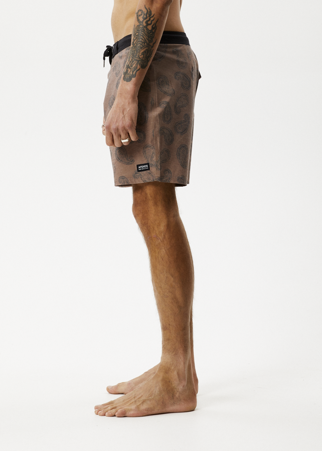 AFENDS Mens Tradition - Paisley Fixed Waist Boardshorts - Toffee 