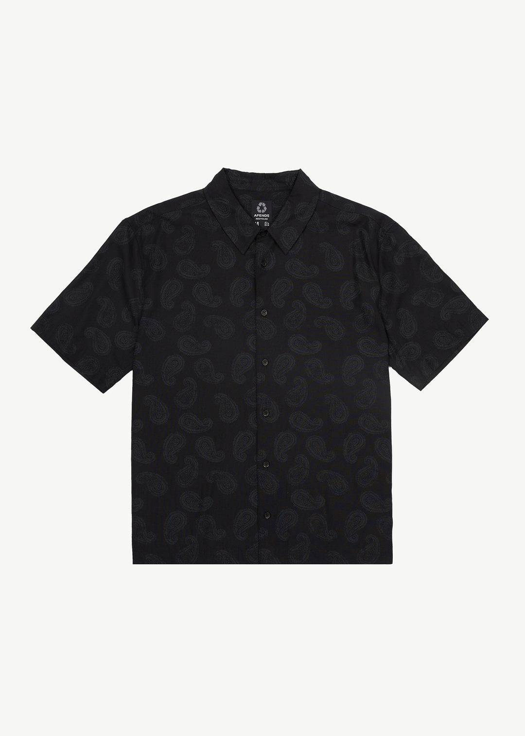 AFENDS Mens Tradition - Paisley Short Sleeve Shirt - Black 