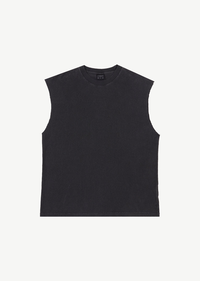 AFENDS Mens Vacation - Sleeveless T-Shirt - Stone Black