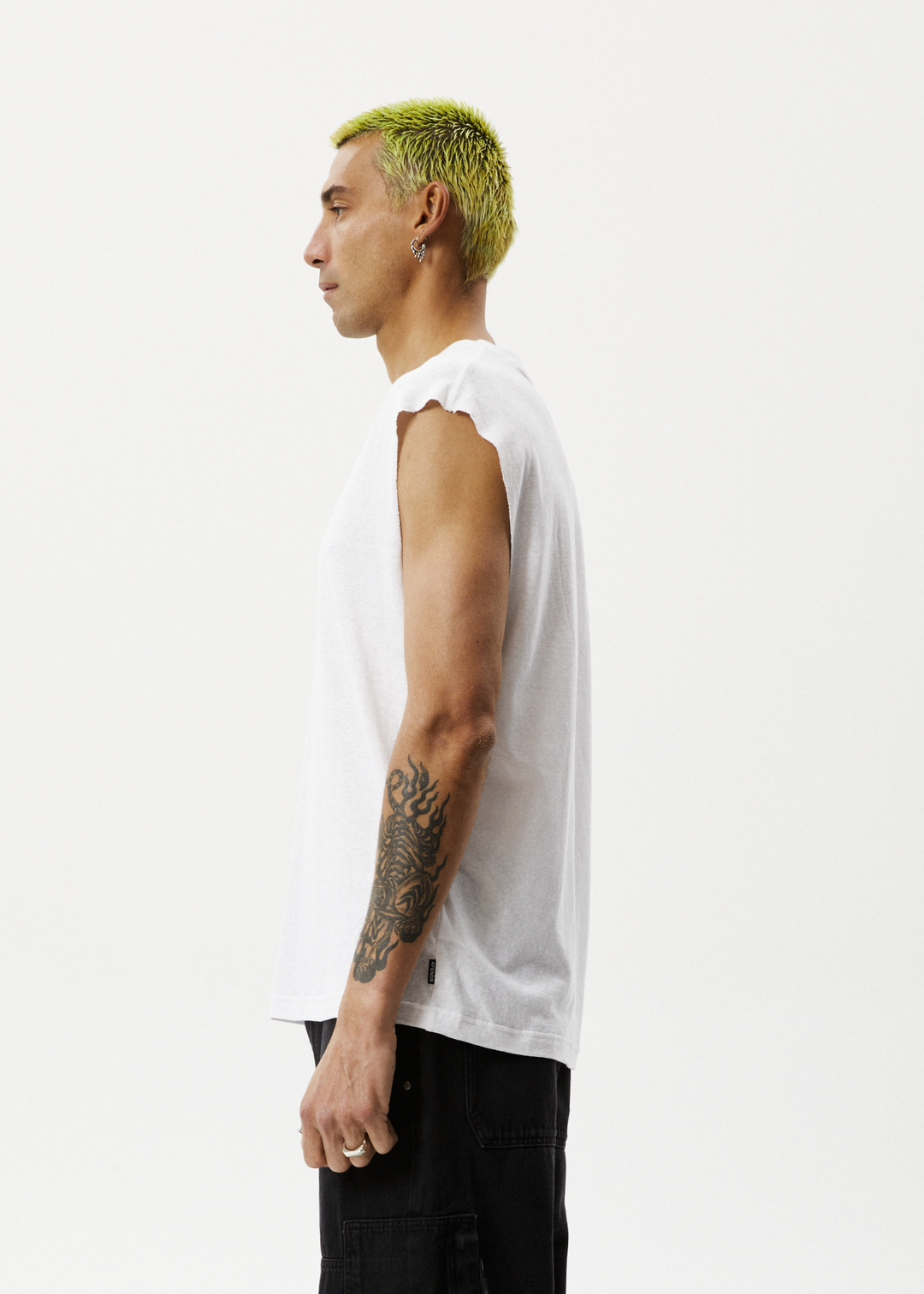 AFENDS Mens Vacation - Sleeveless Tee - White 