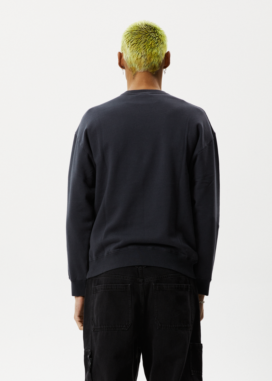 AFENDS Mens Vinyl - Crew Neck Jumper - Charcoal 