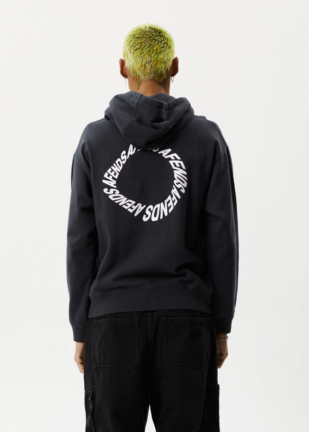 AFENDS Mens Vinyl - Logo Hoodie - Charcoal 