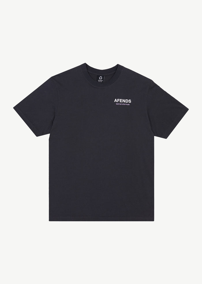 Afends Mens Waveform - Retro Graphic Fit T-Shirt - Charcoal 