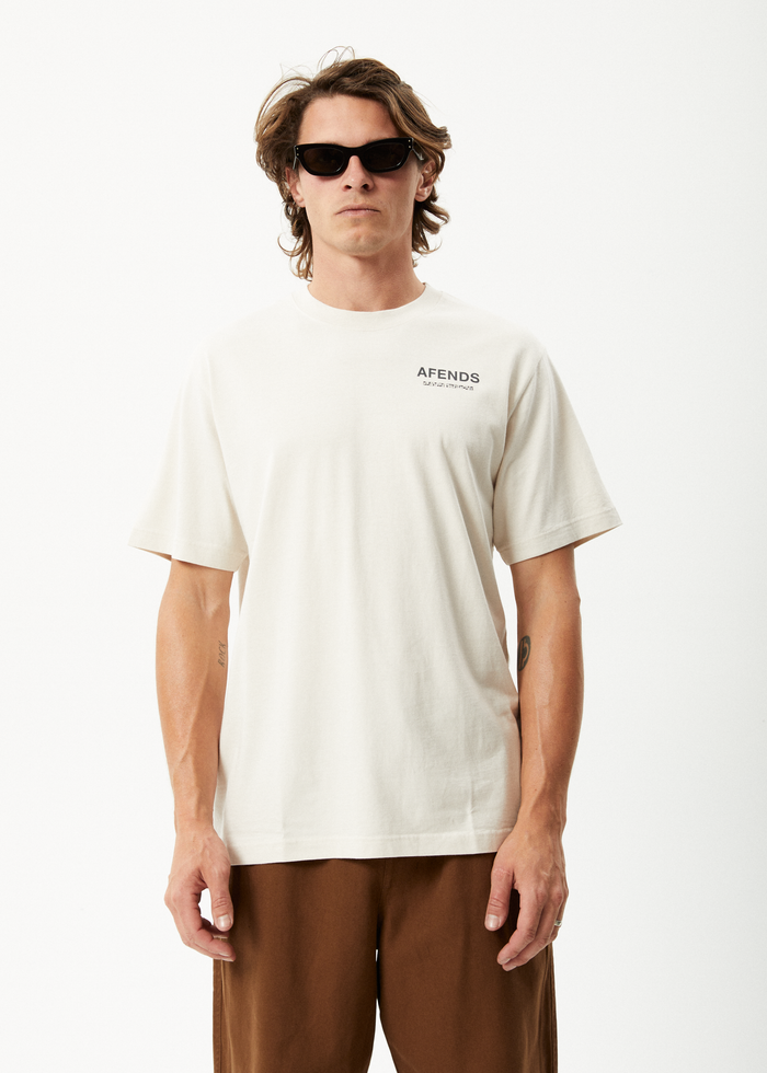 Afends Mens Waveform - Retro Graphic Fit T-Shirt - Moonbeam 