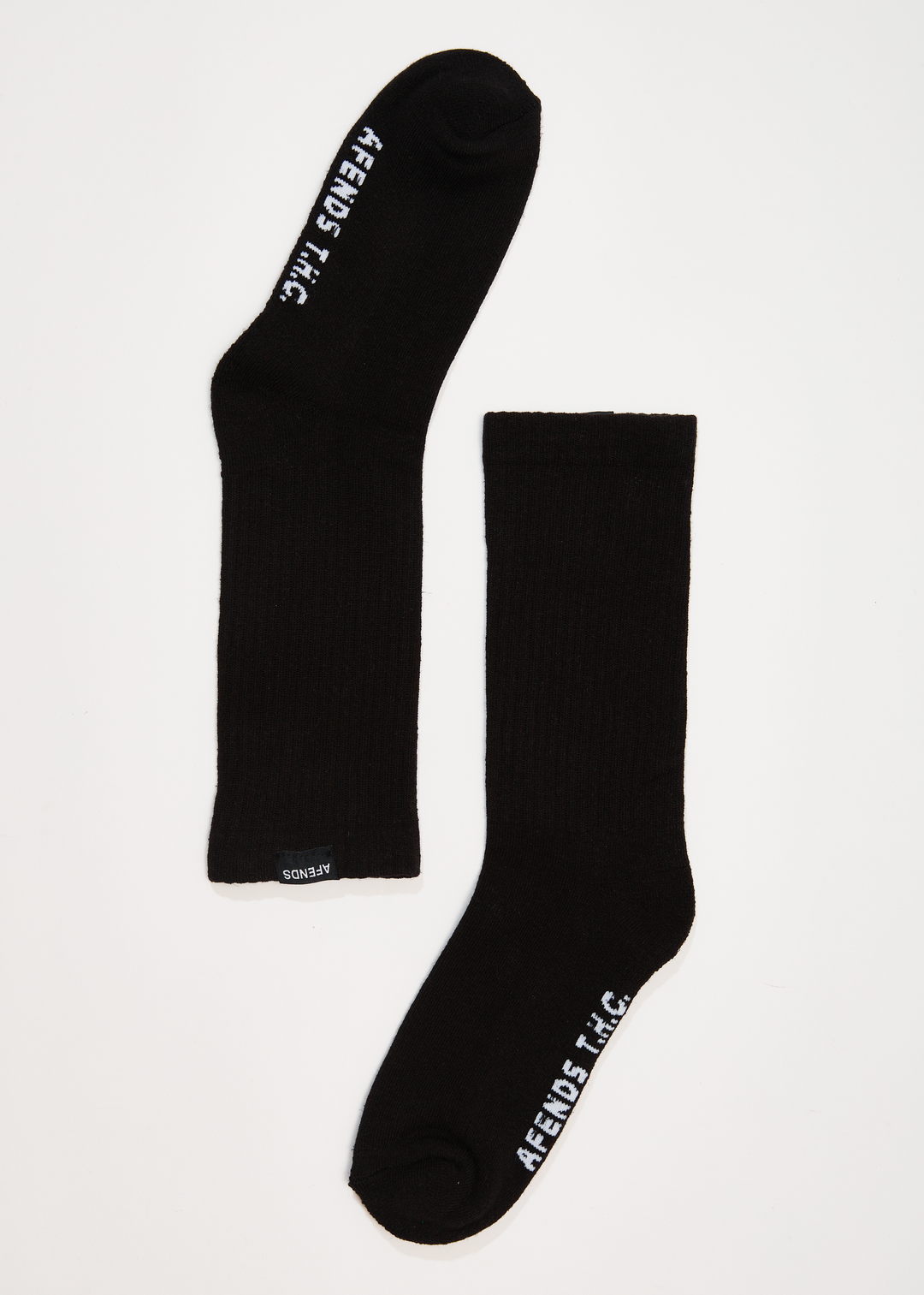 AFENDS Mens Everyday - Ribbed Crew Socks - Black 