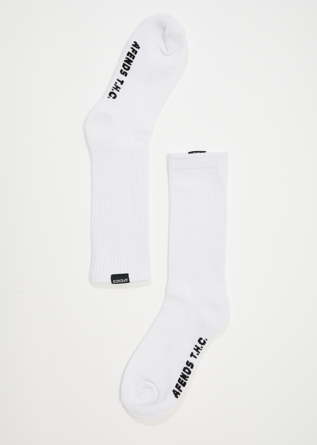 AFENDS Mens Everyday - Ribbed Crew Socks - White 