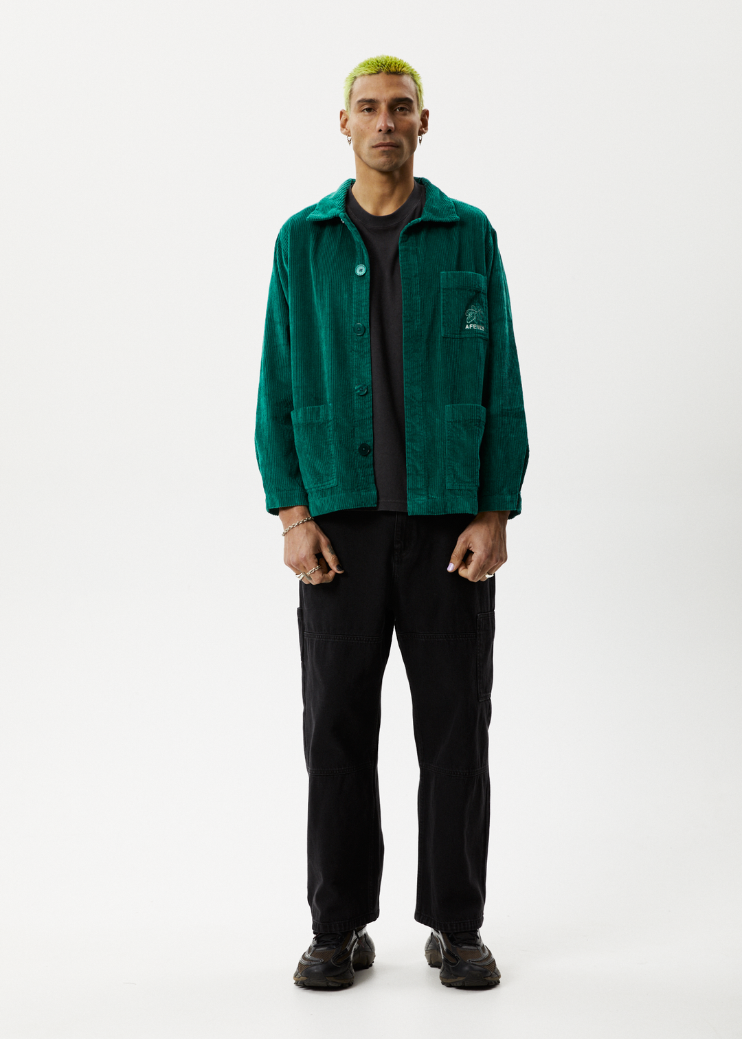 AFENDS Unisex Union - Corduroy Jacket - Emerald 