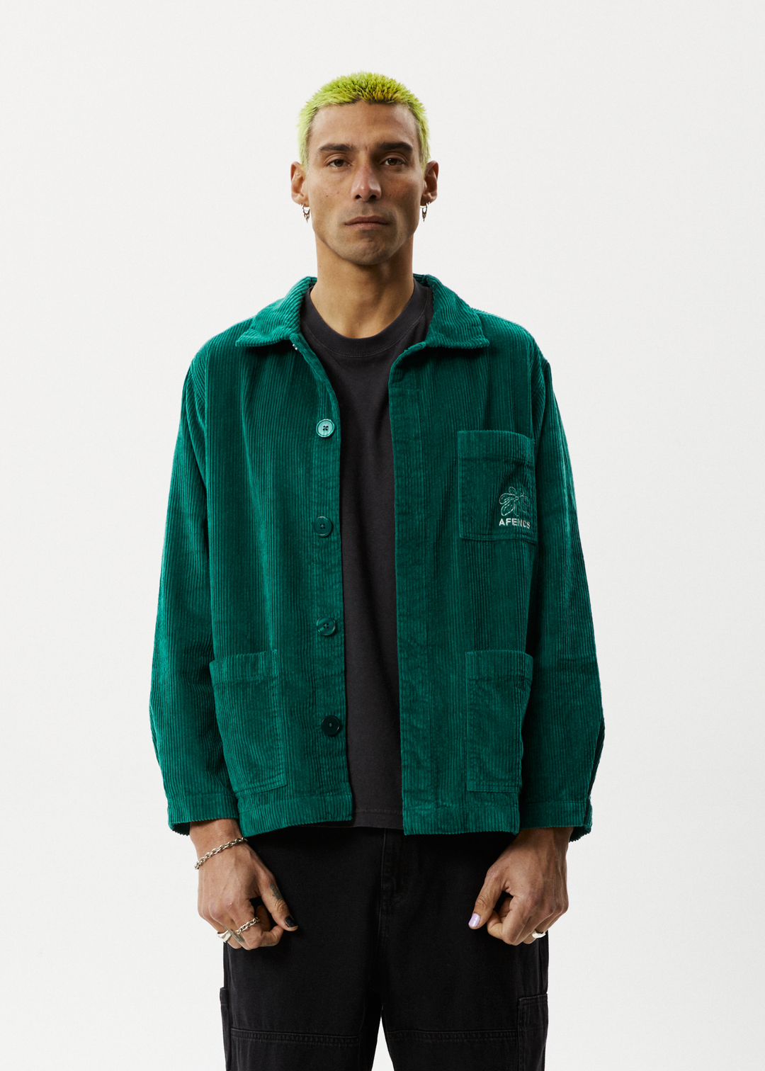 AFENDS Unisex Union - Corduroy Jacket - Emerald 