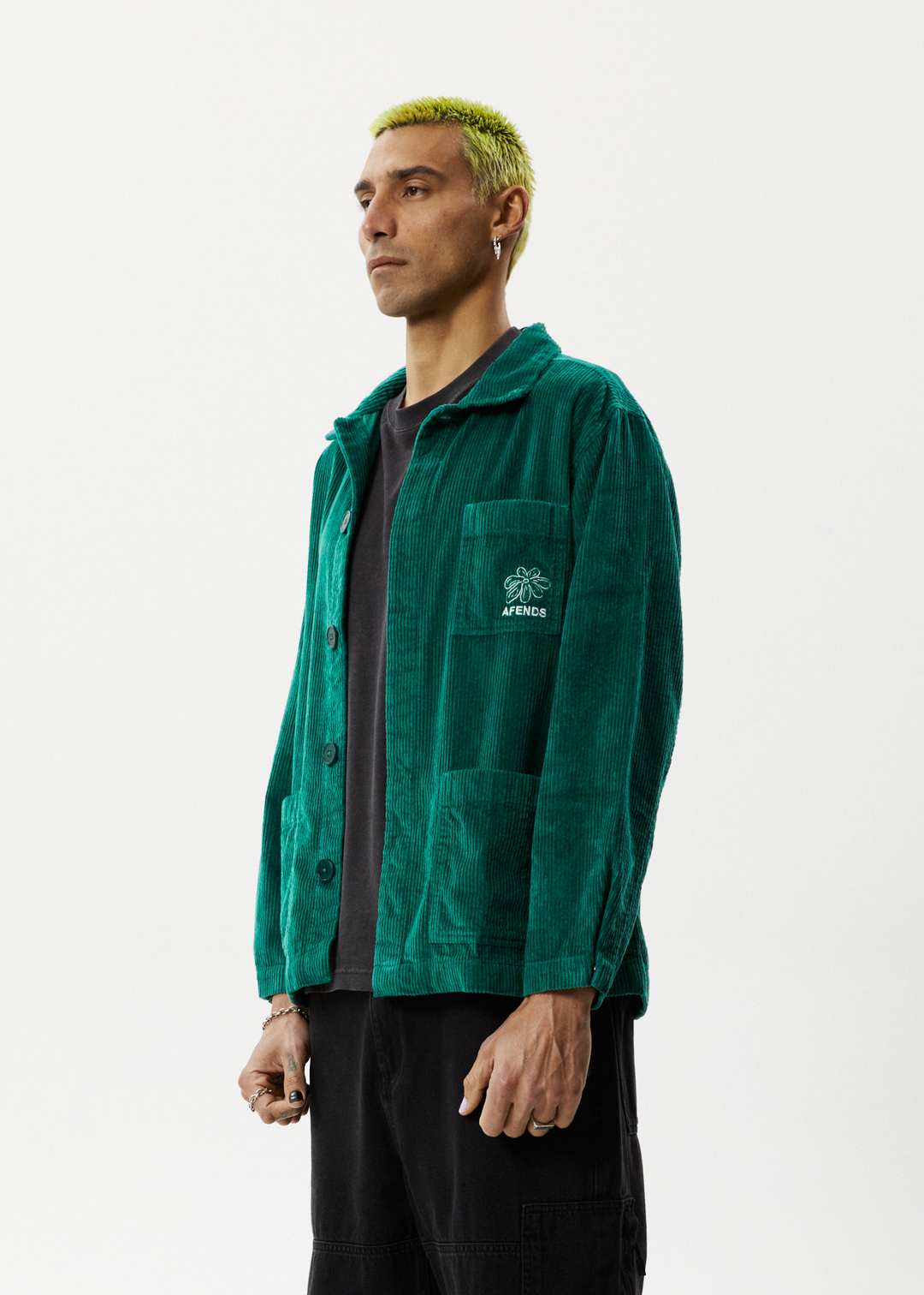 AFENDS Unisex Union - Corduroy Jacket - Emerald 