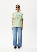 Afends Womens Bouquet Slay - Oversized Graphic T-Shirt - Worn Pistachio - Afends womens bouquet slay   oversized graphic t shirt   worn pistachio 