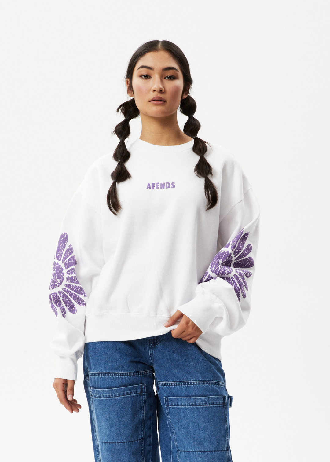 AFENDS Womens Daisy - Crew Neck Jumper - White 