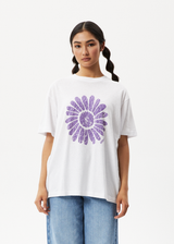 Afends Womens Daisy Slay - Oversized Graphic T-Shirt - White - Afends womens daisy slay   oversized graphic t shirt   white 