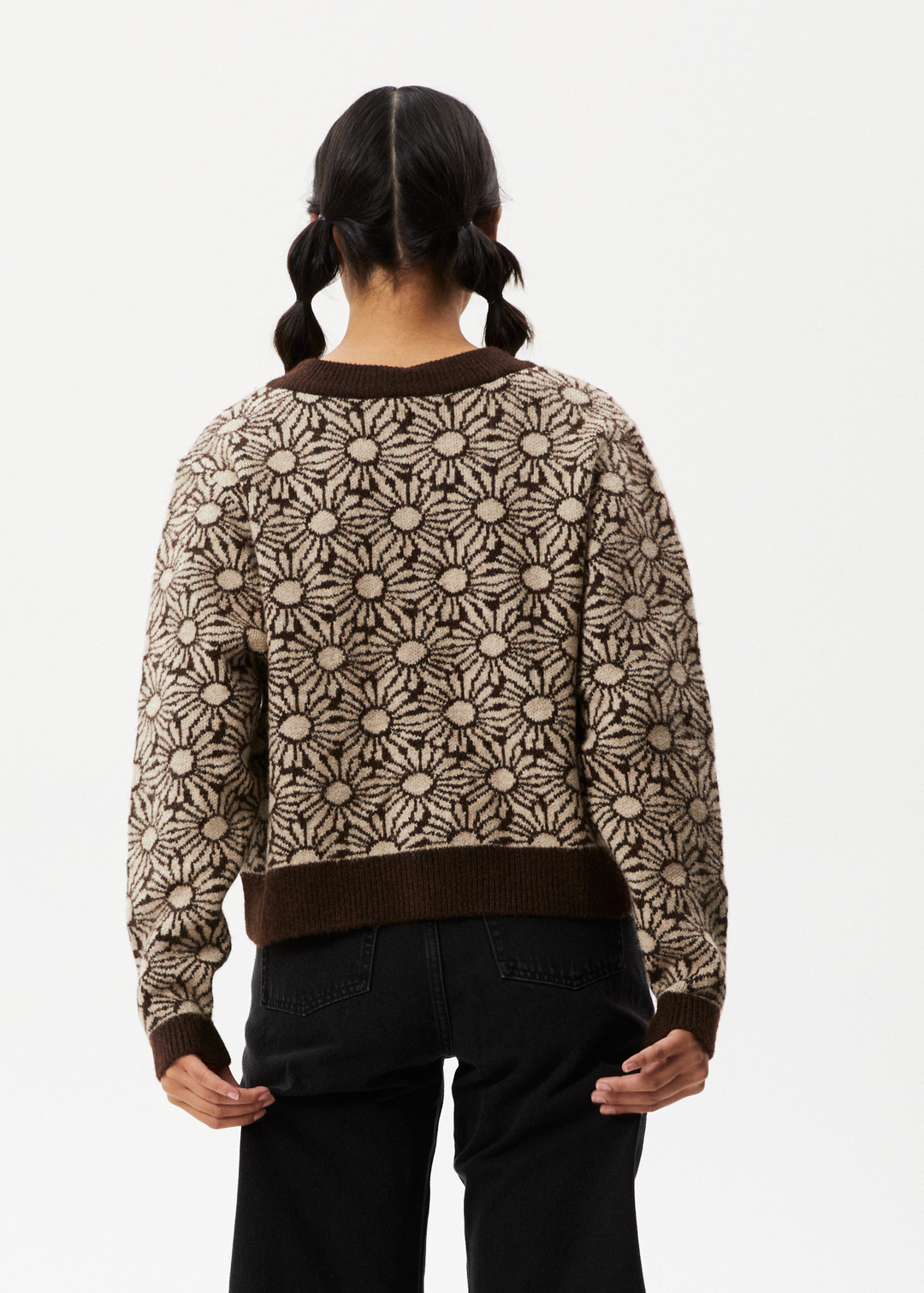 AFENDS Womens Dandy - Floral Knitted Cardigan - Toffee 