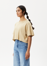 Afends Womens Dandy Slay - Floral Cropped T-Shirt - Camel - Afends womens dandy slay   floral cropped t shirt   camel 