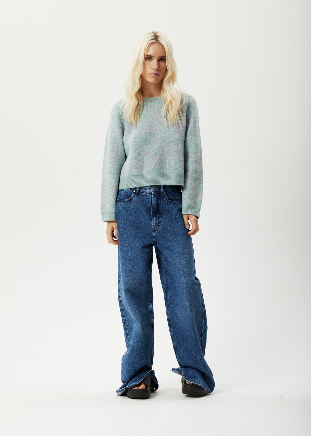 AFENDS Womens Elliot - Knitted Crew Neck Jumper - Pistachio 