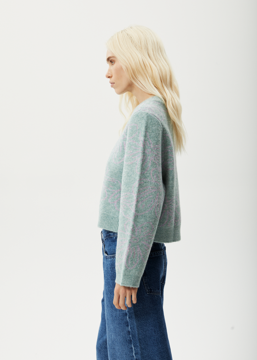 AFENDS Womens Elliot - Knitted Crew Neck Jumper - Pistachio 