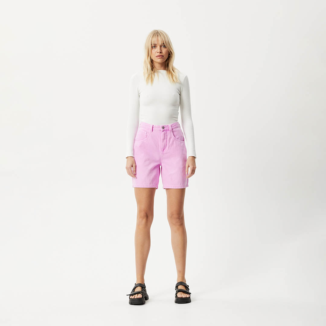 AFENDS Womens Emilie - Denim Workwear Short - Faded Candy W232304-FCD-28