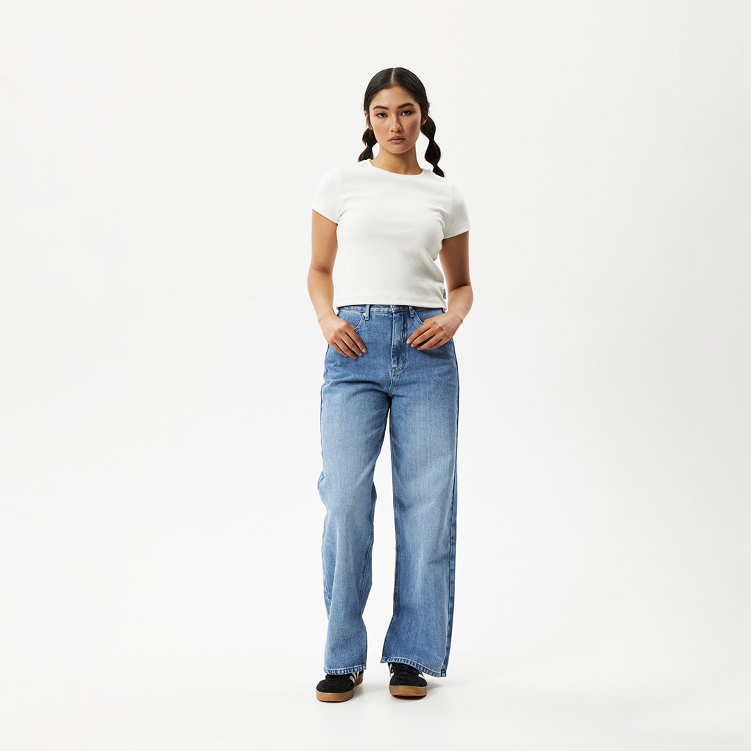 AFENDS Womens Faith - Rib Tee - Off White W220005-OFW-XS