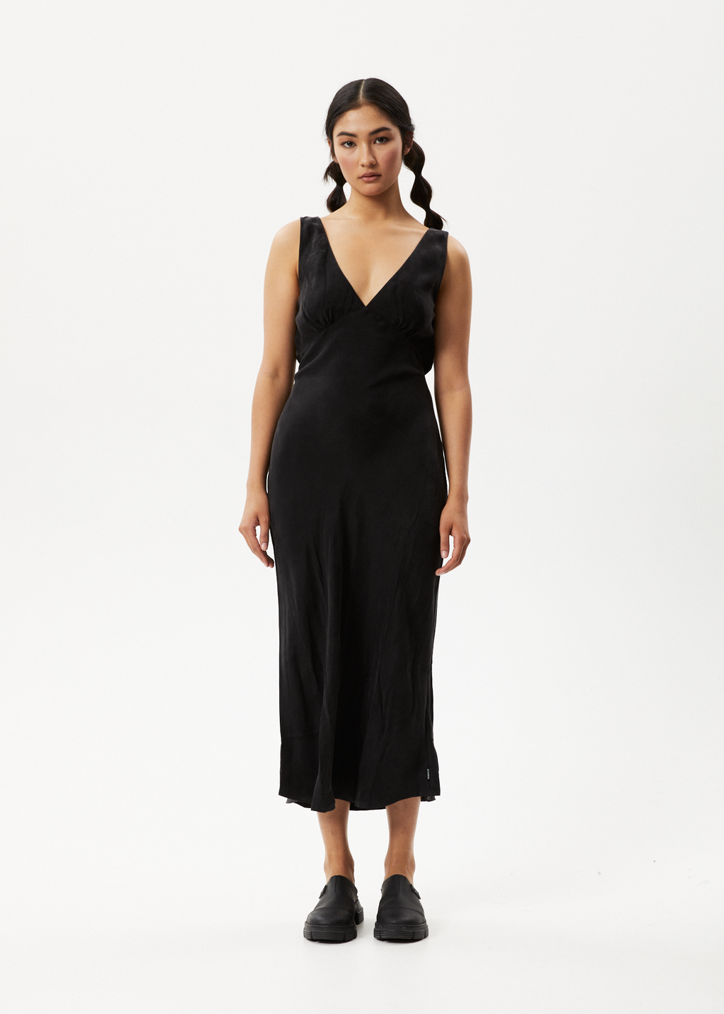 AFENDS Womens Gemma - Cupro Maxi Dress - Black 