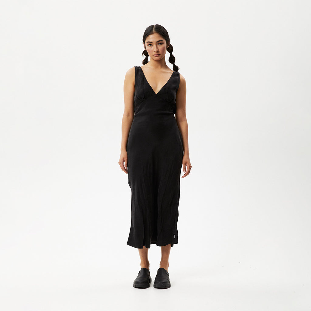 AFENDS Womens Gemma - Cupro Maxi Dress - Black W230800-BLK-XS