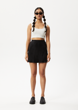 Afends Womens Gemma - Cupro Mini Skirt - Black - Afends womens gemma   cupro mini skirt   black 