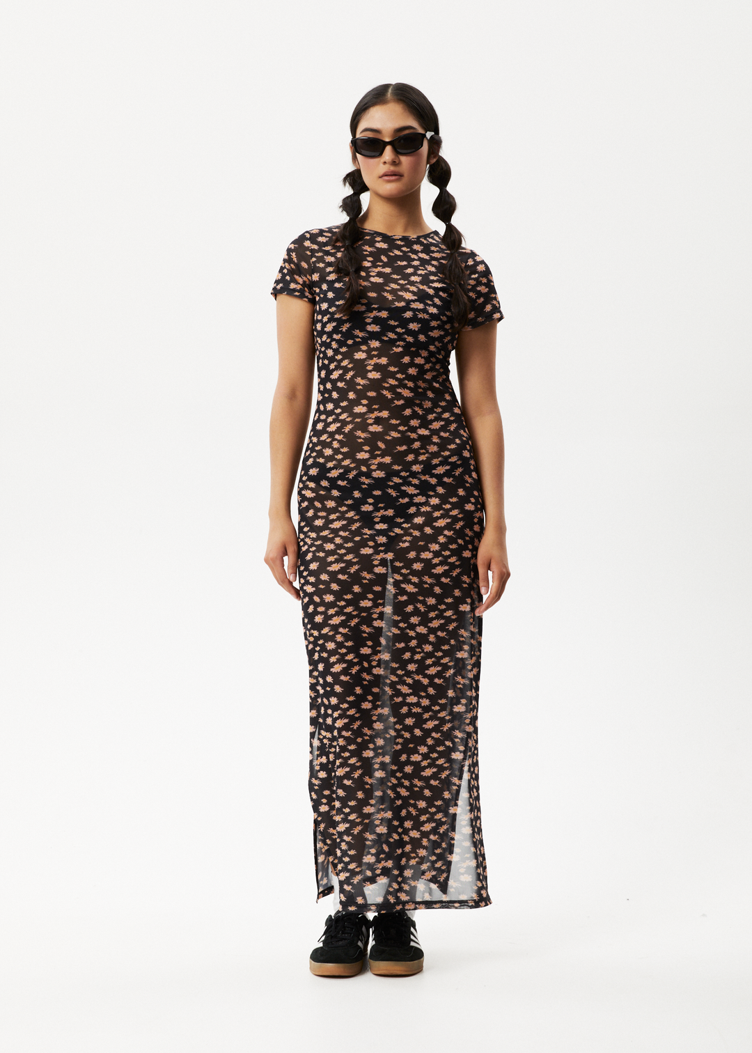 AFENDS Womens Hazey - Sheer Maxi Dress - Black Floral 