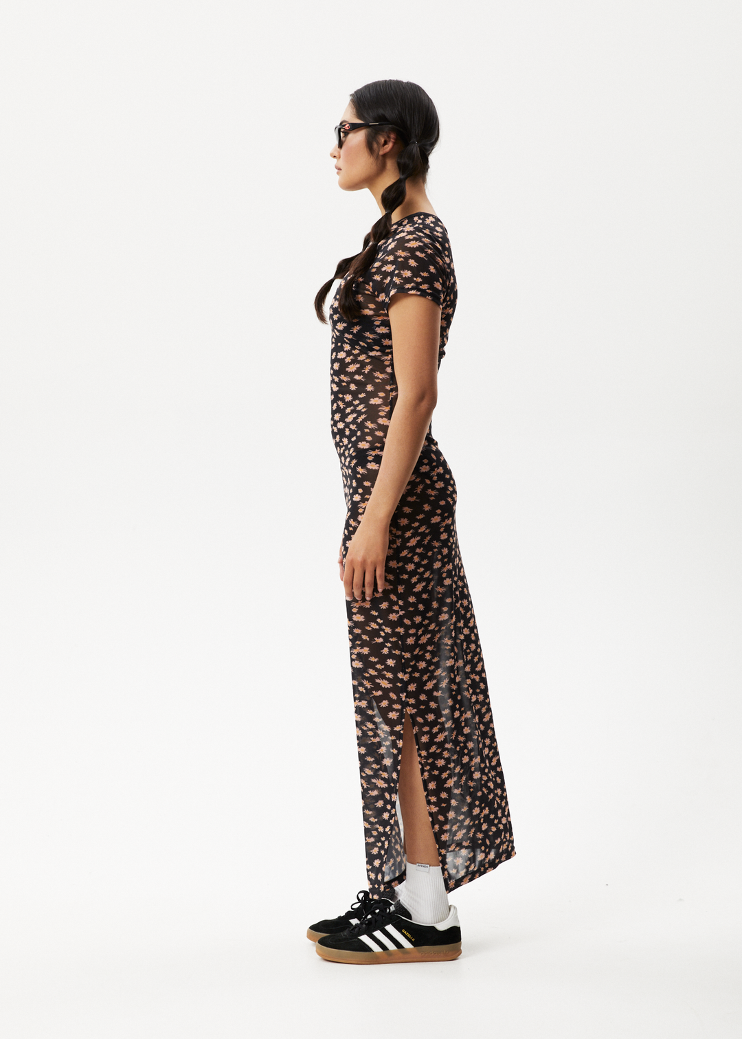 AFENDS Womens Hazey - Sheer Maxi Dress - Black Floral 